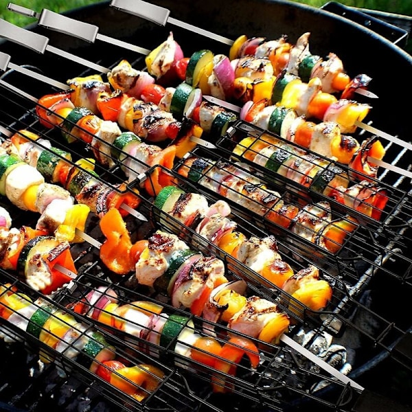 49 cm lange grillkurve i rustfrit stål til grill, hotdogkurve sæt med kurve, grillkurve (4 stk.)