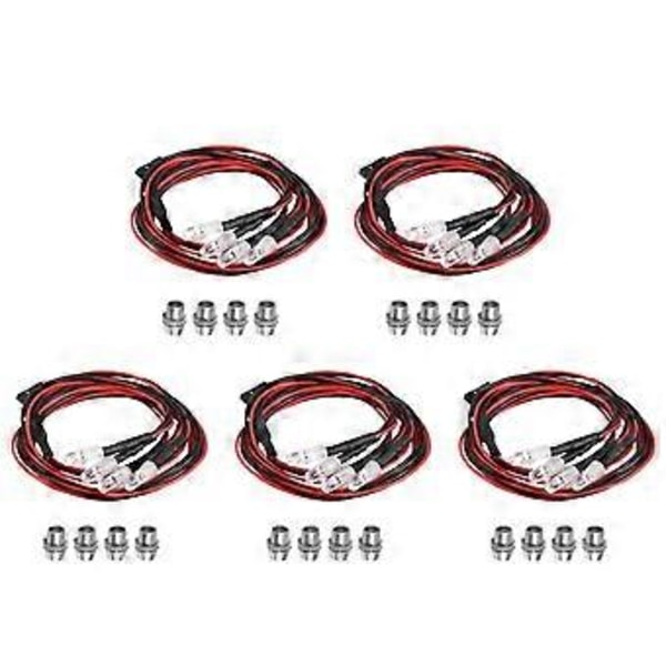4 LED RC LED-ljussats för 1/10 RC Bil Lastbil Crawler RC Modell Driftbil Strålkastare Bakljus, 5mm, Flerfärgad