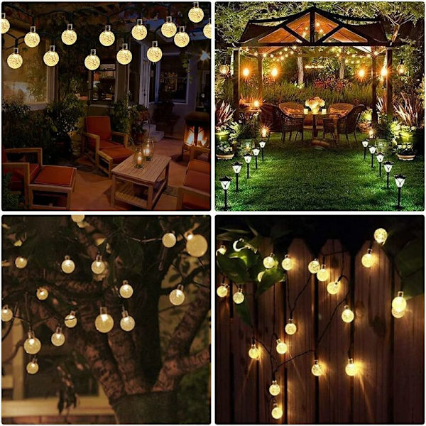 Solcellslingor, 9M 50 LED-slingor för utomhus och inomhus 8 lägen IP65 Vattentät, USB-slingor för jul, fest, trädgård, Pat
