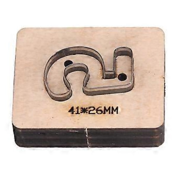 Nummer 5 Skæreform Træbase Metal Hulstansningsværktøj til DIY Læderstemplingshåndværk 41x26mm