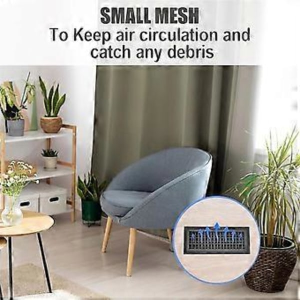4 stk. Magnetiske Gulvventil deksler - 5,5x12 tommer Mesh Filtre for Hjem/Gulv/Vegg/Tak Fanger Opp Smuss Hår Støv