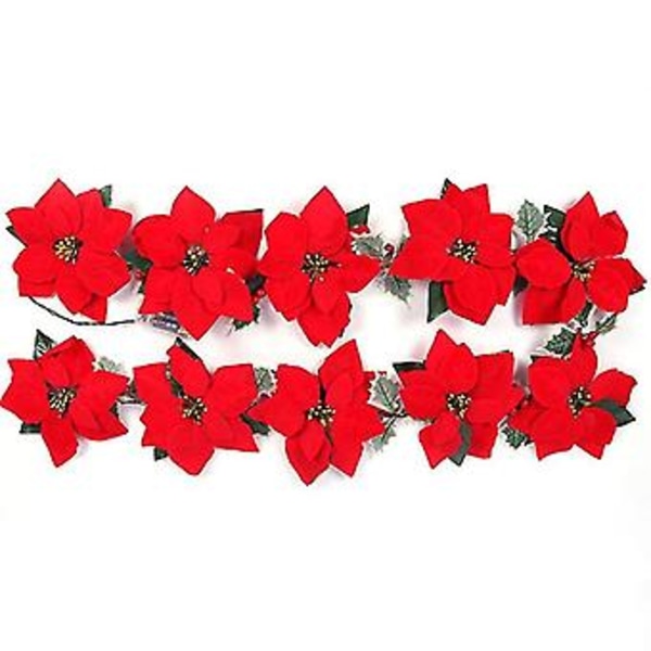 2m 10 LED Julstjärneblommor Dekorationer Girlang Ljusslinga Julgransprydnader Jul