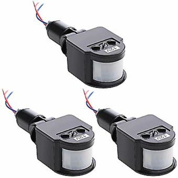 Automatisk Infrarød Bevægelsessensor 3 Stk Sort Bevægelsesdetektorer Bevægelsessensor Udendørs Lyskontakt Pir Dc 12v Bevægelsessensor Pir Sensor Til Væg Indendørs