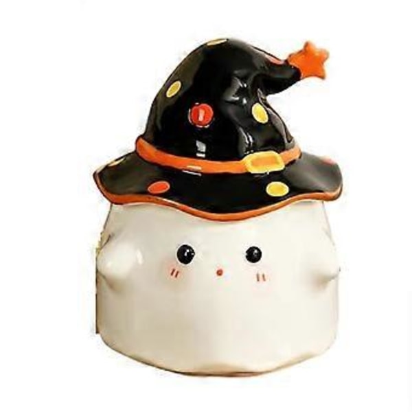 Halloween Krus Halloween Spøgelsesmønster Kop Keramisk Spøgelseskrus med Låg Sød 350ML til Halloween Hjem A