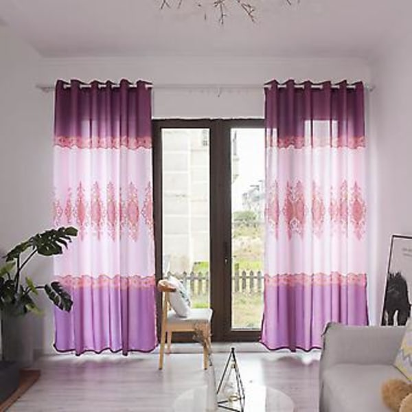 Mörkläggningsgardin i polyester för fönster, mörkläggningsdraperi, sovrum, vardagsrumsinredning (Lila)