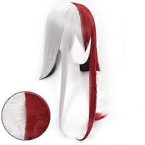 My Hero Academia Todoroki Shoto Cosplay Valkoinen & Punainen Pitkä Suora Peruukki Otsatukalla Synteettinen Hiukset Peruukit Naiset Halloween Asu Rekvisiitta