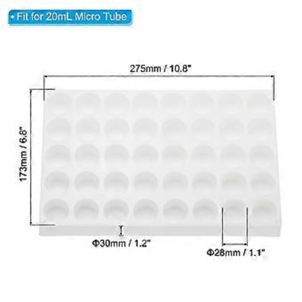 Vialiteline autosampler-vialeille, vialitarjotin 40-paikkainen pinottava koeputkiteline vialiteline 10 ml valkoinen