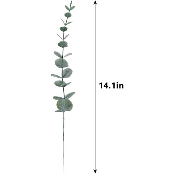 24 stk kunstige eukalyptusblader stilker ekte grågrønn berøring grener for hjemmekontor bryllupssenterbord bankett blomsteroppsatsdekorasjon