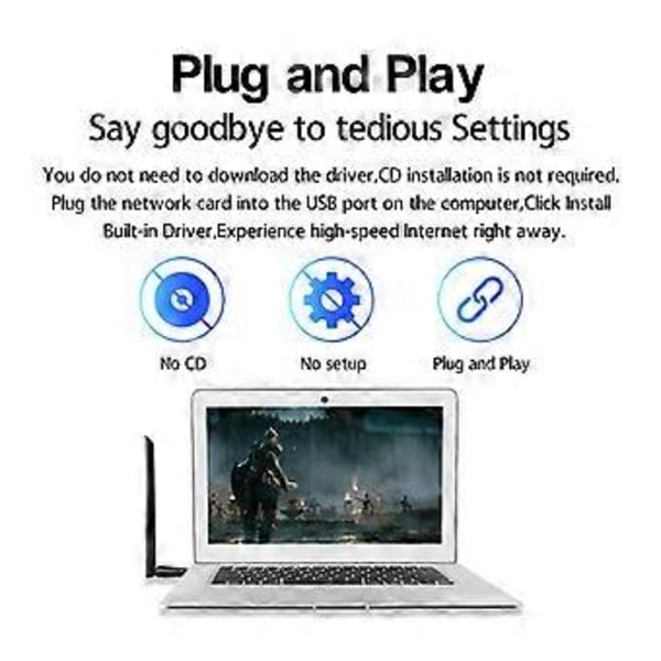 650 Mbps USB WiFi-adapter Dual Band 2,4G 5 GHz 802.11AC Trådløst Nettverkskort RTL8811CU USB-dongle Antenne Wifi-mottaker