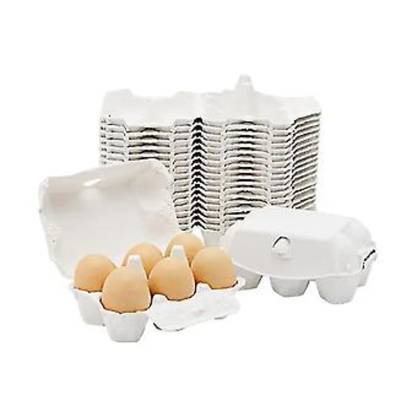 50 Stykker Eggkartonger i Papir for Hønseegg, Massefiberholder, Bulk, Holder 6 Egg, Gårdsmarked