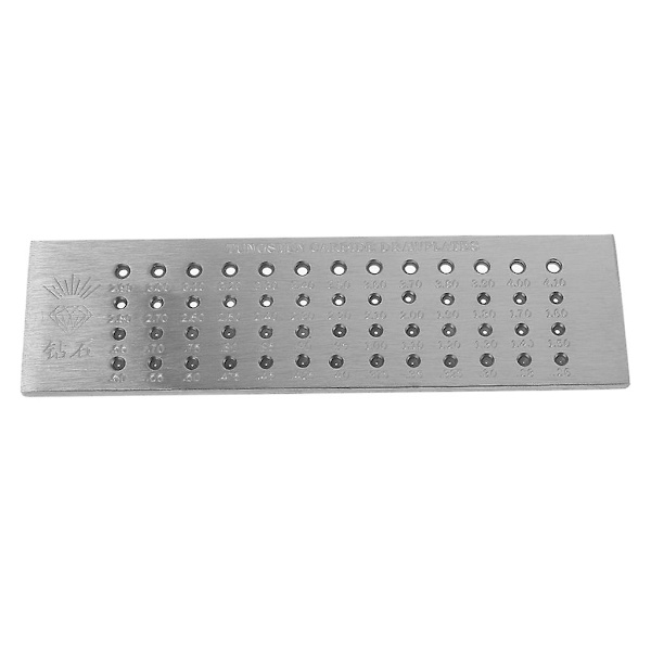 Dragplatta i volframkarbid för smyckestillverkning och reparation - 52 runda hål - 0,26 till 4,10 mm
