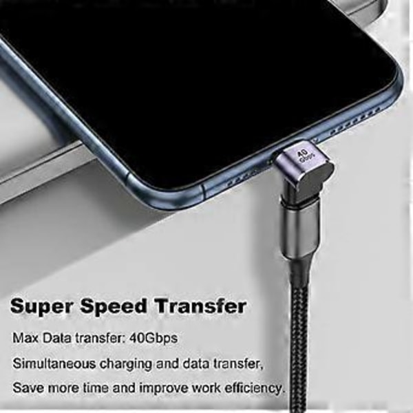 40 Gbps USB C-adapter 90 grader USB C-forlenger rett vinkel PD 100W hurtiglading for Steam Deck Switch Laptop MacBook