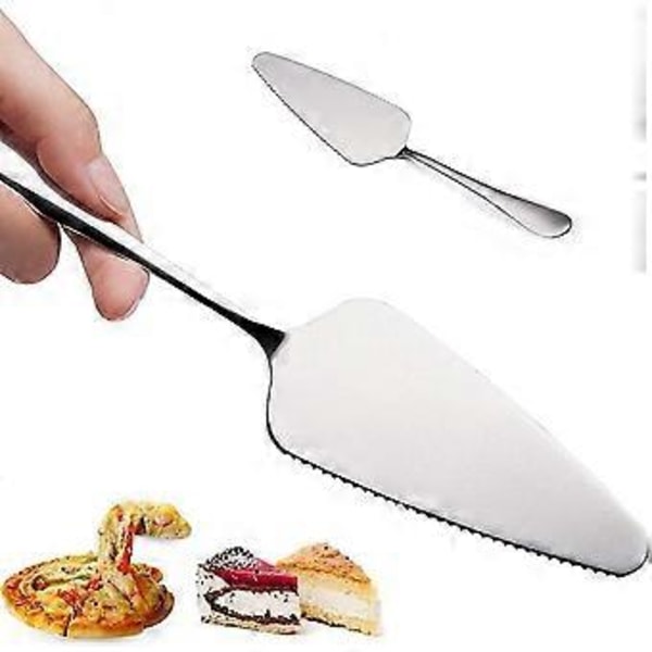 2 Stykker Kakespade, pizzaspade, taggete kant rustfritt stål kakeserver bakestekespader (4-d-1)