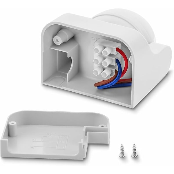 2x Infrapunaliikeilmaisin Pinta-asennus Seinäkiinnitys Sisä- ja ulkotiloihin Roiskevesitiivis Kallistus 180° Toiminta-alue 12m Valkoinen