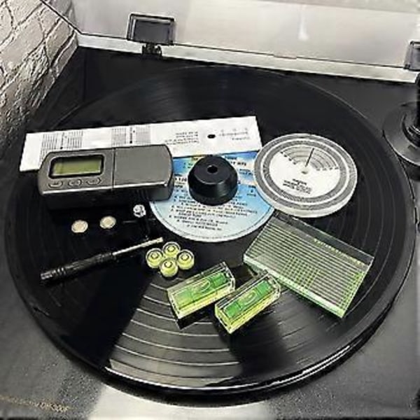 LP-vinyylilevyjen poimintakulman kalibrointilevy etäisyysmittari Protractor-säätöviivaintyökalu LCD-digitaalinen dynamometri