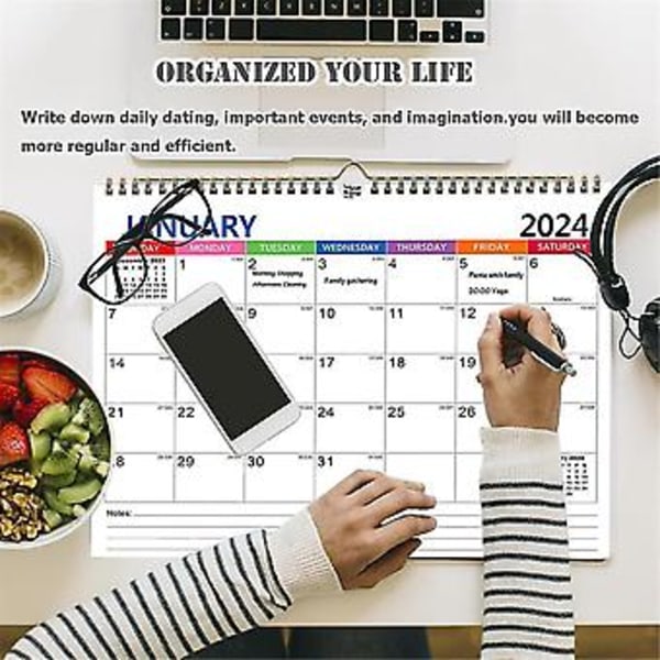 Kalender 2024-2025 Väggkalender, Januari 2024 - Juni 2025 Kalender, 18 Månaders Helgdagskalender