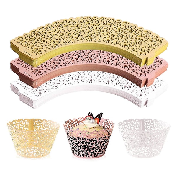 150 stk. Hvide Cupcake Wrappers Lace Cupcake Liners Cupcake Papir Cupcake Kopper Etuier Til Bryllup Bir