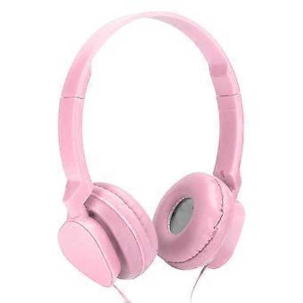 Trådbundna hörlurar Over Ear Headset Stereoljud Hörlurar med Mikrofon Spel FM Musik Hörsnäcka Rosa