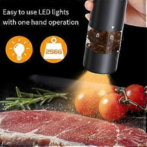 USB Ladattava Pippurimylly, Sähköinen Pippurimylly, BBQ Merisuola Kotitalousmylly Musta