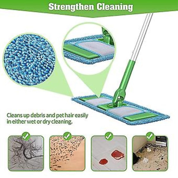 3 stk. Gjenbrukbare mikrofibermoppeputer kompatible for Sweeper-mopper - Vaskbar moppepute S, våt A