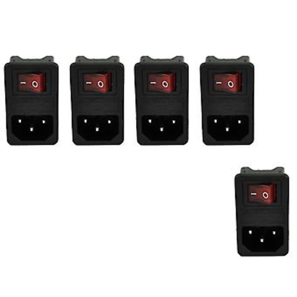 5x Inloppsuttag Med Säkring S 10a 250v 3 Stift Iec320 C14