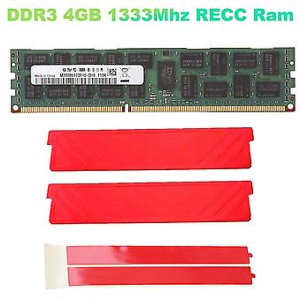 4GB DDR3 1333MHz RECC RAM -muisti + jäähdytysliivi PC3L-10600R 240pin 2Rx4 1.5V Reg ECC -muisti RAM X79 X58 -emolevyille