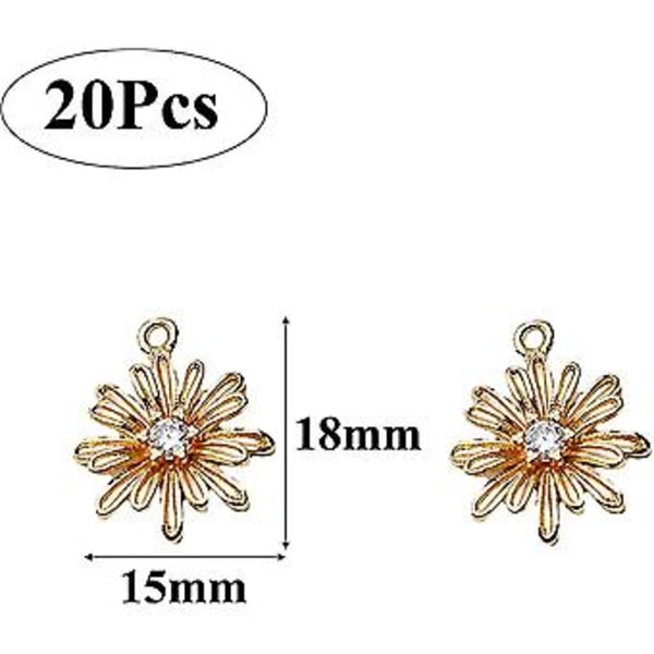 20 stk. Acsergery Gave Legering Emalje Blomster Charms Diamant Anheng Tusenfryd Blomst