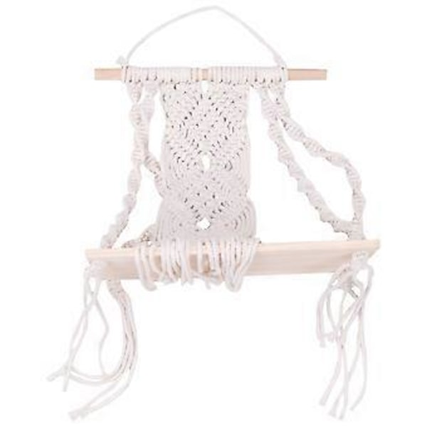 Boho Makramé Väggbonad Hylla Handgjord Vävd Tapetserihylla Trä Flytande Förvaringshängare för Hemväggdekor