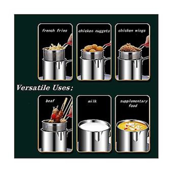 Fritegryte med kurv, tang, rustfritt stål, for pommes frites