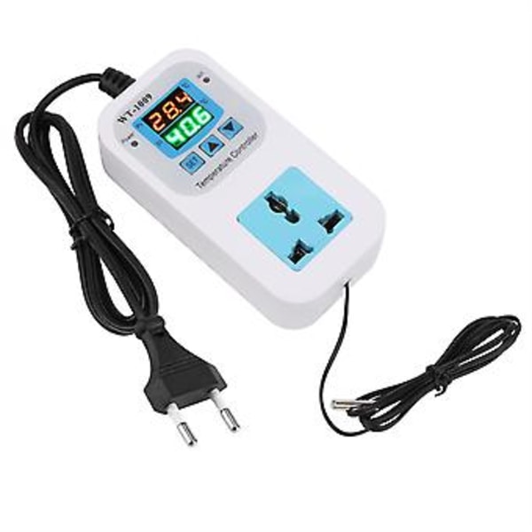 Temperaturkontroller Digital Dubbel Display Elektronisk Kontrolluttag 10A WT‑1009 110‑220V EU-kontakt