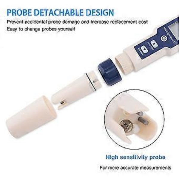Ph-måler, 5 i 1 Ph/tds/ec/orp/temperatur, vandkvalitetsmonitor til swimmingpools, hydroponi, drikkevand, akvarier