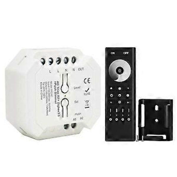 Tuya ZigBee Triac Dimmer LED-kontroller Smart Dimmer för dimbara LED-lampor Stöd för Smart APP RF Fjärrkontroll B