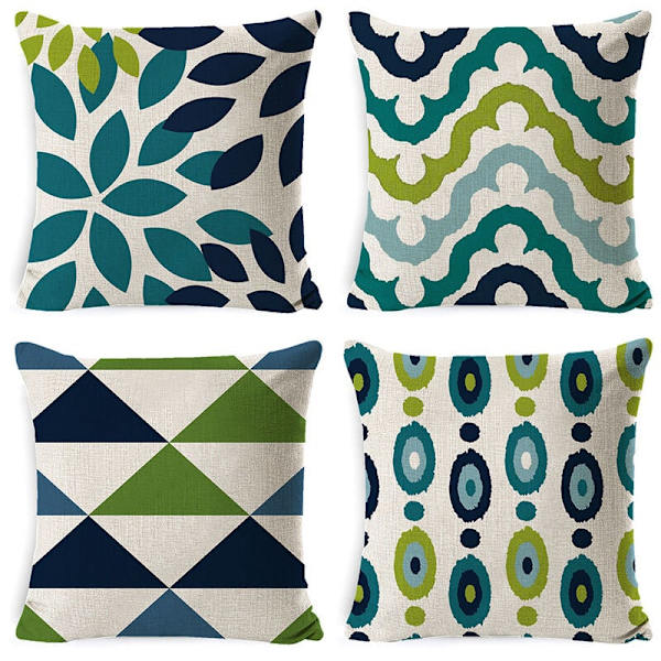 4 st geometriska tropiska kuddfodral set prydnadskudde kudde kudde för sovrum kontor 45X45 cm