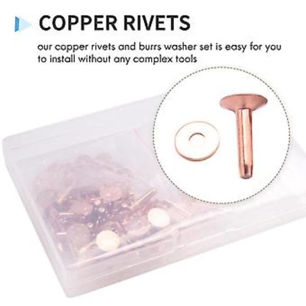 50 Set Kopparnitar Och Brickor, Läderbälten Plånböcker, Kopparnitar i Läder, Läder DIY Hantverk S