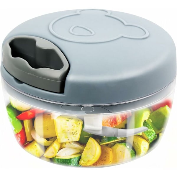 Løkhakker 500 ml - Rustfritt stål - 3 kniver - Manuell multifunksjonshakker