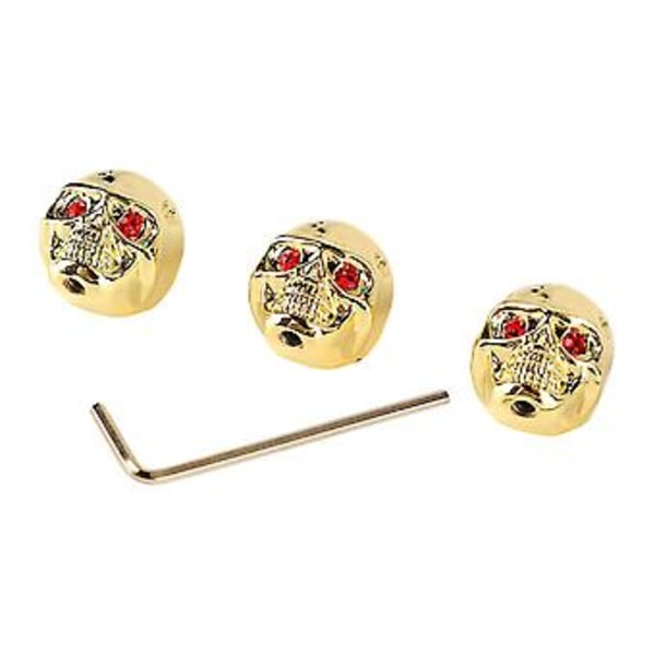 3 st Elektrisk Gitarr Skalle Knoppar Metall Volym Ton Huvudlock Bas Ersättningsdel GD305 Guld