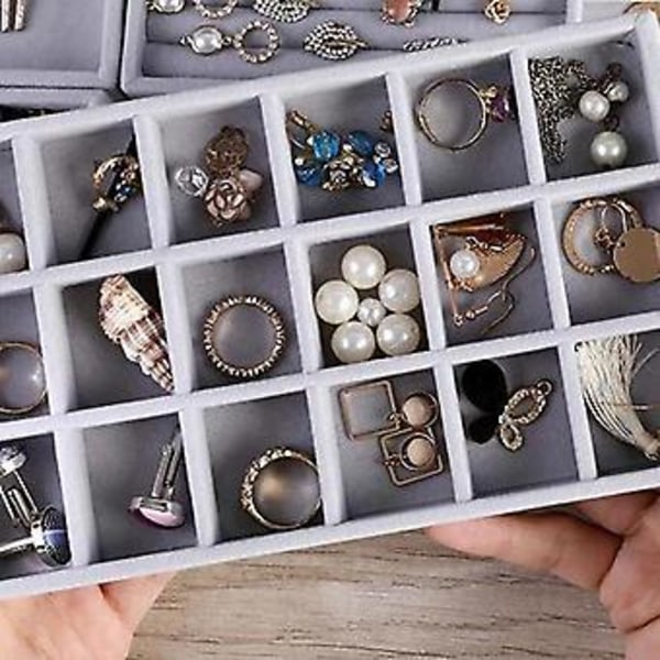 Fashion Bærbar Fløjl Smykker Ring Smykke Display Organizer Boks Bakke Holder Ørering Smykke Opbevaring