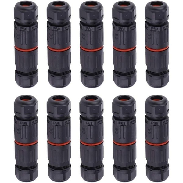 10 PCS IP68 Waterproof Electrical Cable Connector, Female 3 Pin Waterproof Connectors Outdoor Power Socket Waterproof Wire Connector Fitting