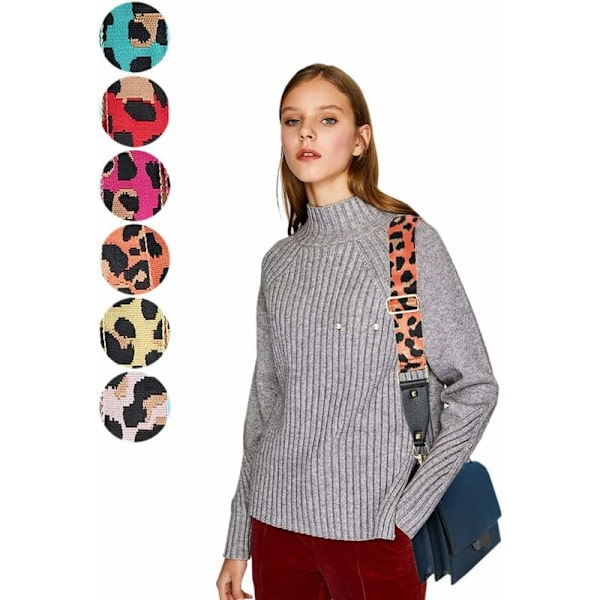 DENUOTOP Dam Crossbody Väska Stor Crossbody Färgglad Leopard Läder Crossbody Handväskor Crossbody Rem Justerbar Axelrem för Bil