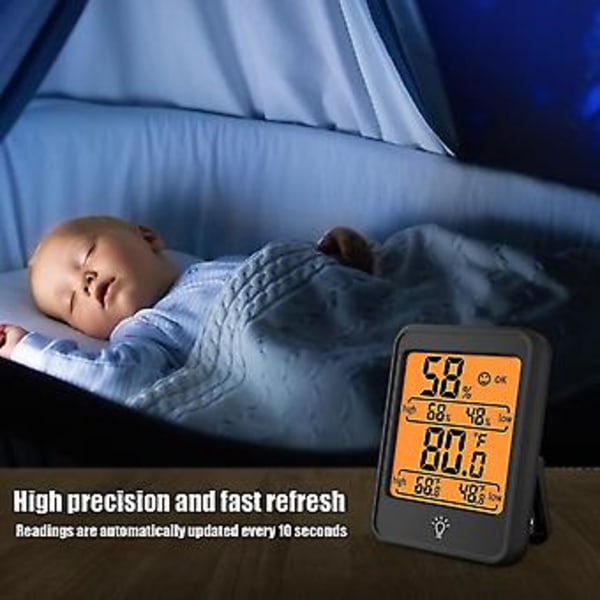 Generisk Lufttemperatur Termometer, Rum Hygrometer Termometer | Temperatur- og Fugtighedsmåler til Babyværelse, Stue, Kælder, Drivhus, O