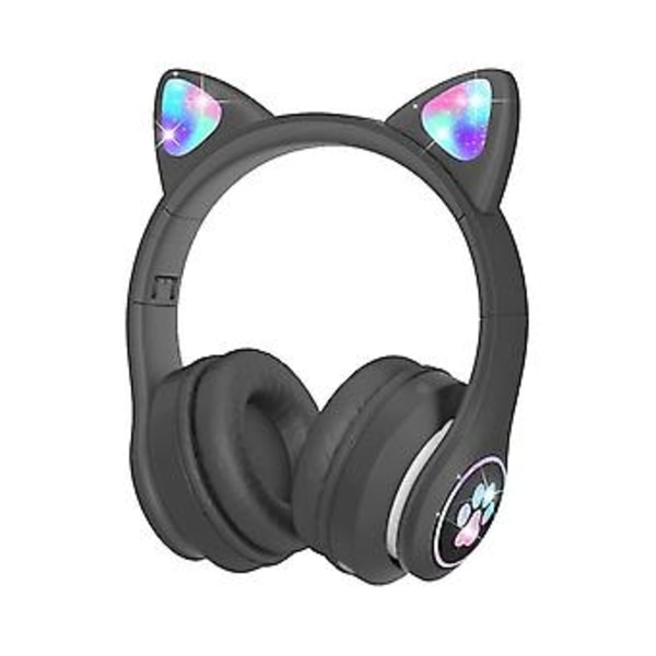 Lasten kuulokkeet mikrofonilla/rgb Led-valolla, Bluetooth-kuulokkeet tabletti/koulu//älypuhelin-musta