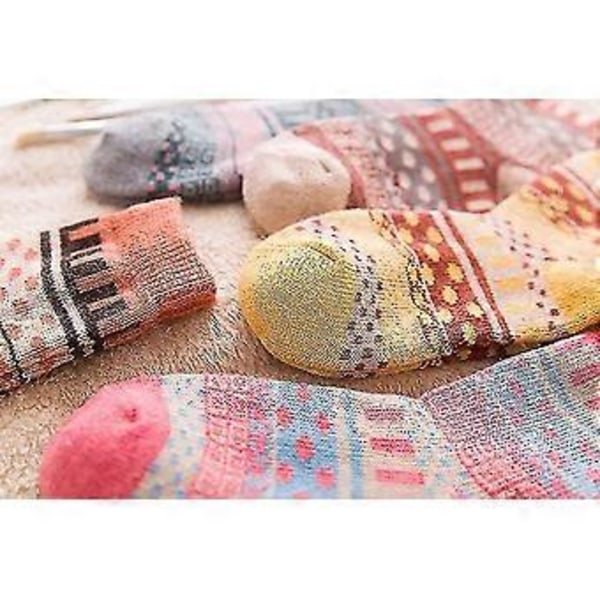 Damstickade Ull Vinter Tjocka Varma Bomulls Julklapp 5 Par