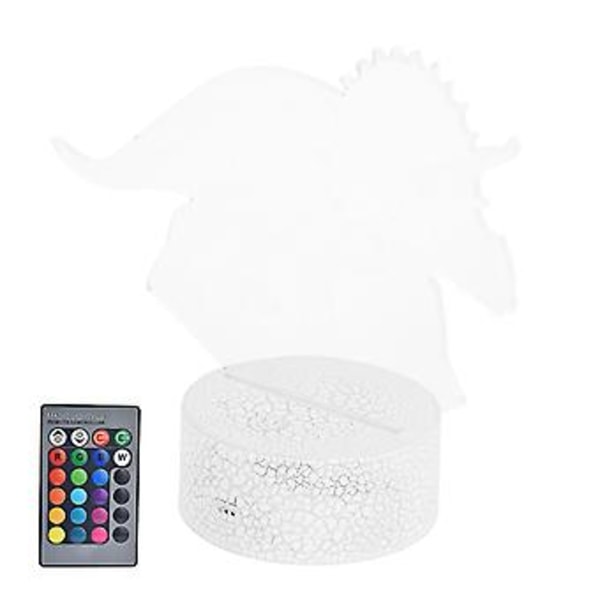 RGB Dinosaurformet Natlampe 16 Farver 4 Tilstande Dæmpbar Bordlampe Gave med Touch Fjernbetjening