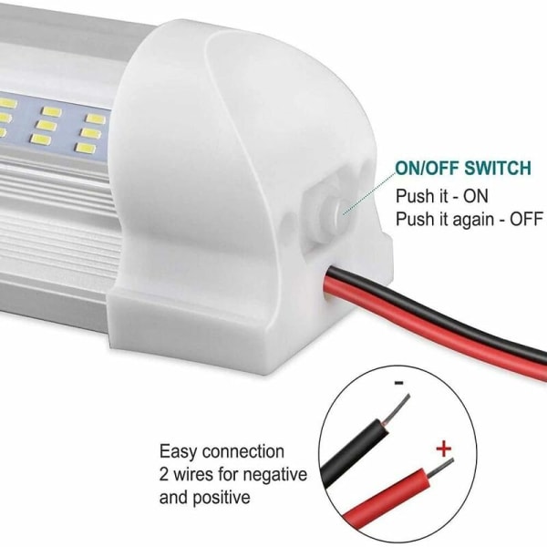 Auto LED -nauha 108 SMD LED auton sisätiloihin 2200LM DC 12V 8W kirkas LED -nauha matkailuautoon, bussiin, asuntovaunuun, veneeseen 330mm päälle/pois-kytkimellä