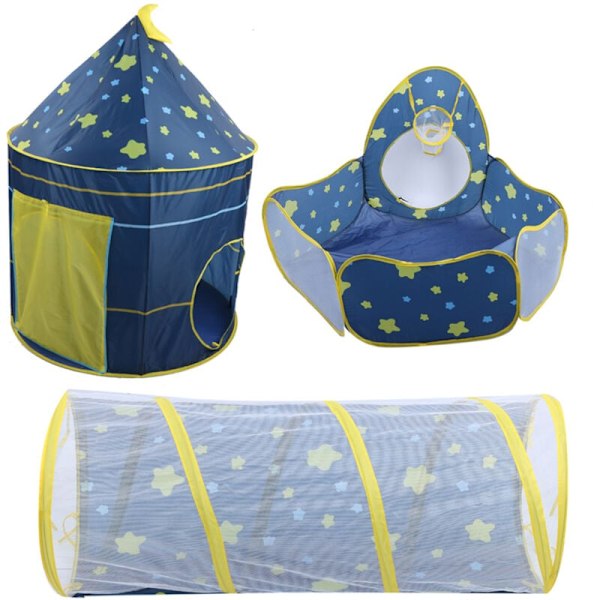 3 in 1 Children's Tent Ball Pool Crawling Tunnel Starry Sky Tent Baby Kids Play Tent