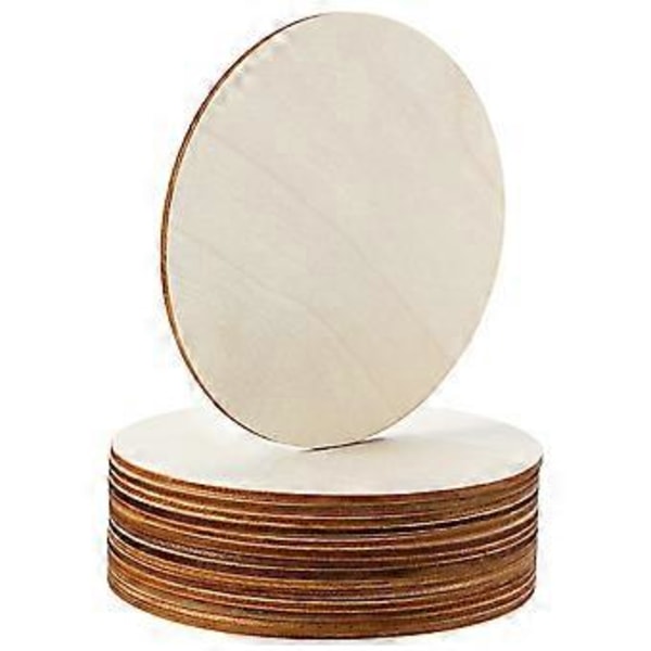 12,7 cm Obehandlade Träcirklar Runda Träbitar Tomma Runda Ornament Träutskärningar för DIY Hantverksprojekt, Dekoration