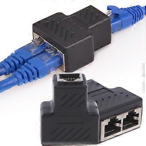 1 til 2 porte hun RJ45 stik adapter netværksforlænger koblingssplitter