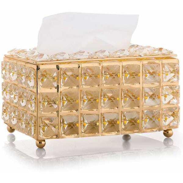 Crystal Tissue Box Living Room Home Office Napkin Paper Pump Storage Box Toilet Cleaning Tissue Box-B-Gold