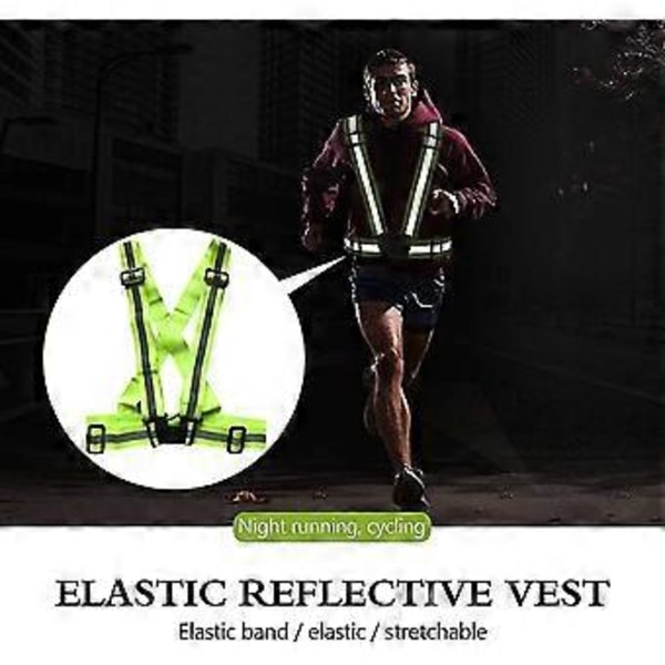 2 Stycken Reflexväst för Säkerhet, Justerbar Elastisk Reflexväst, Hög Synlighet På Natten För Löpning, Promenader, Cykling, Motorcykel Hy