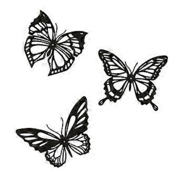 3 st Butterfly Metall Väggdekor Metall Väggdekoration Bondgård Rustik Hemmakontor Sovrum Dekor